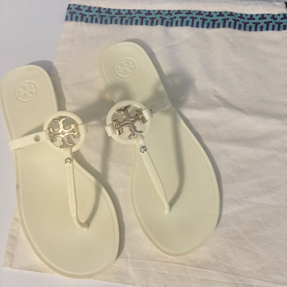 Tory Burch Miller Jelly Thong Sandals Size 8 in White / Ivory